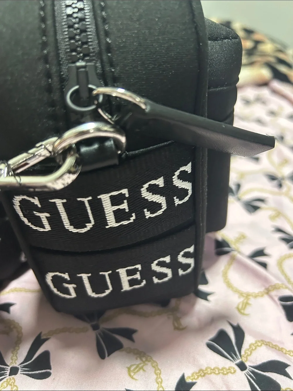 GUESS Black Men’s Messenger Crossbody with Branded Strap